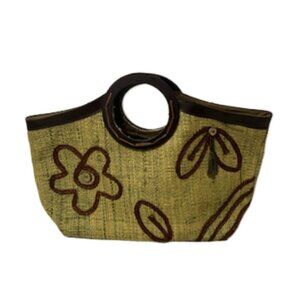 VINTAGE APRIL CORNELL Straw Purse Clutch Handbag Boho Naturalist Hippie Gypsy